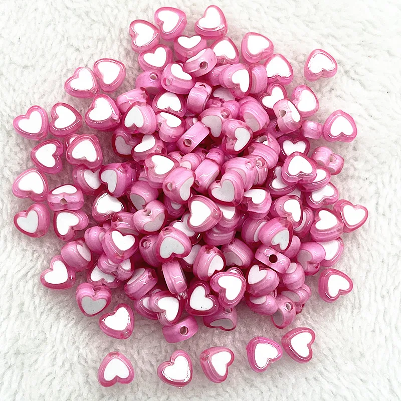Acrylic beads 50pcs/lot 8x4mm Love Acrylic Bead Loose Spacer Beads for Jewelry Making DIY Handmade Clothing Accessories