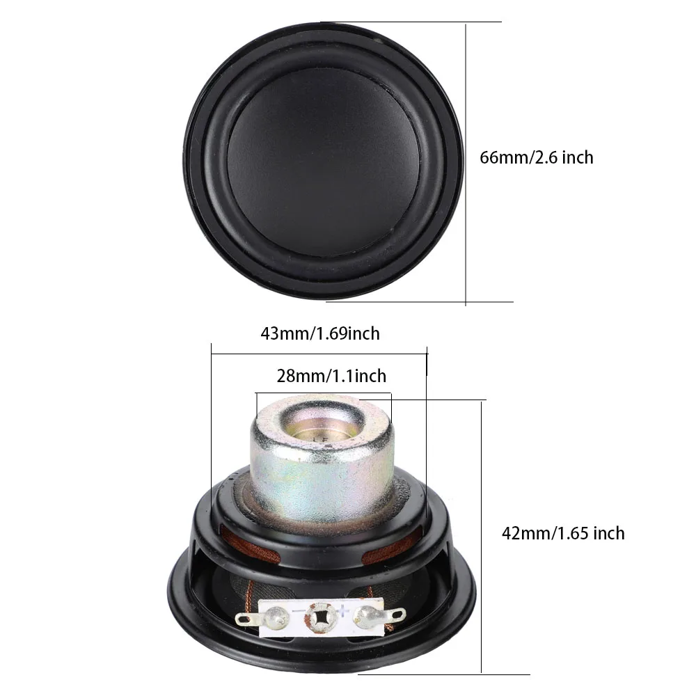 Bluetooth speaker mini bluetooth speaker audio speaker tweeter speaker bass speaker hifi speaker 2Pcs 2.6 Inch 6 Ohm 20W Midrange Bass 66MM Woofer Long Stroke Neodymium Magnetic DIY Mini Bluetooth