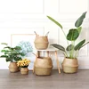 Seaweed Wicker Basket Folding Rattan Seagrass Storage Toy Organizer Rattan Hanging Flowerpot Dirty Clothes Storage Basket 4