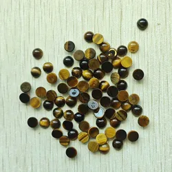 Wholesale 100pcs High - Quality 6mm Natural Stone Round Cabochon Beads for Jewelry Making Accessories (Tiger eye stone)