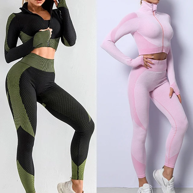 3 Piece Set Spandex Solid Seamless Workout Outfits Sets Shockproof  Tracksuit Leggings Yoga Clothes Women's Sports Clothing - AliExpress