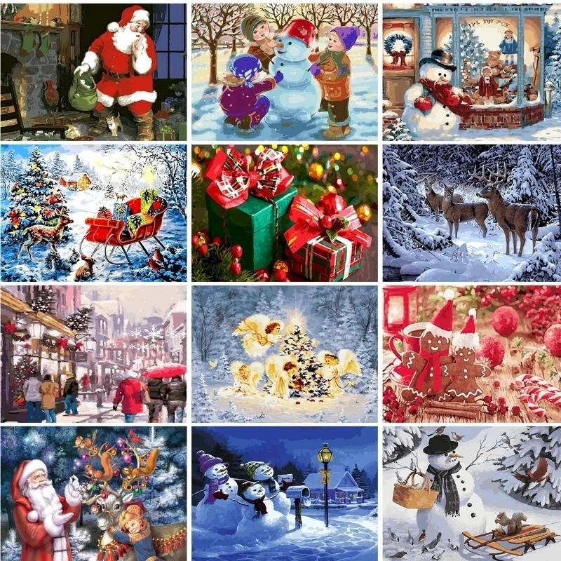 Diy Oil Painting Numbers Canvas Christmas Paint Painting Pictures