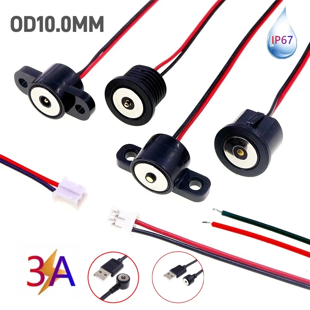 1 Sätze rotierendes magnetisches Ladekabel männlich weiblich Pogo-Pin-Anschlusskabel-Adapter USB A Typ Stromladelösung 3 A – Detail 1