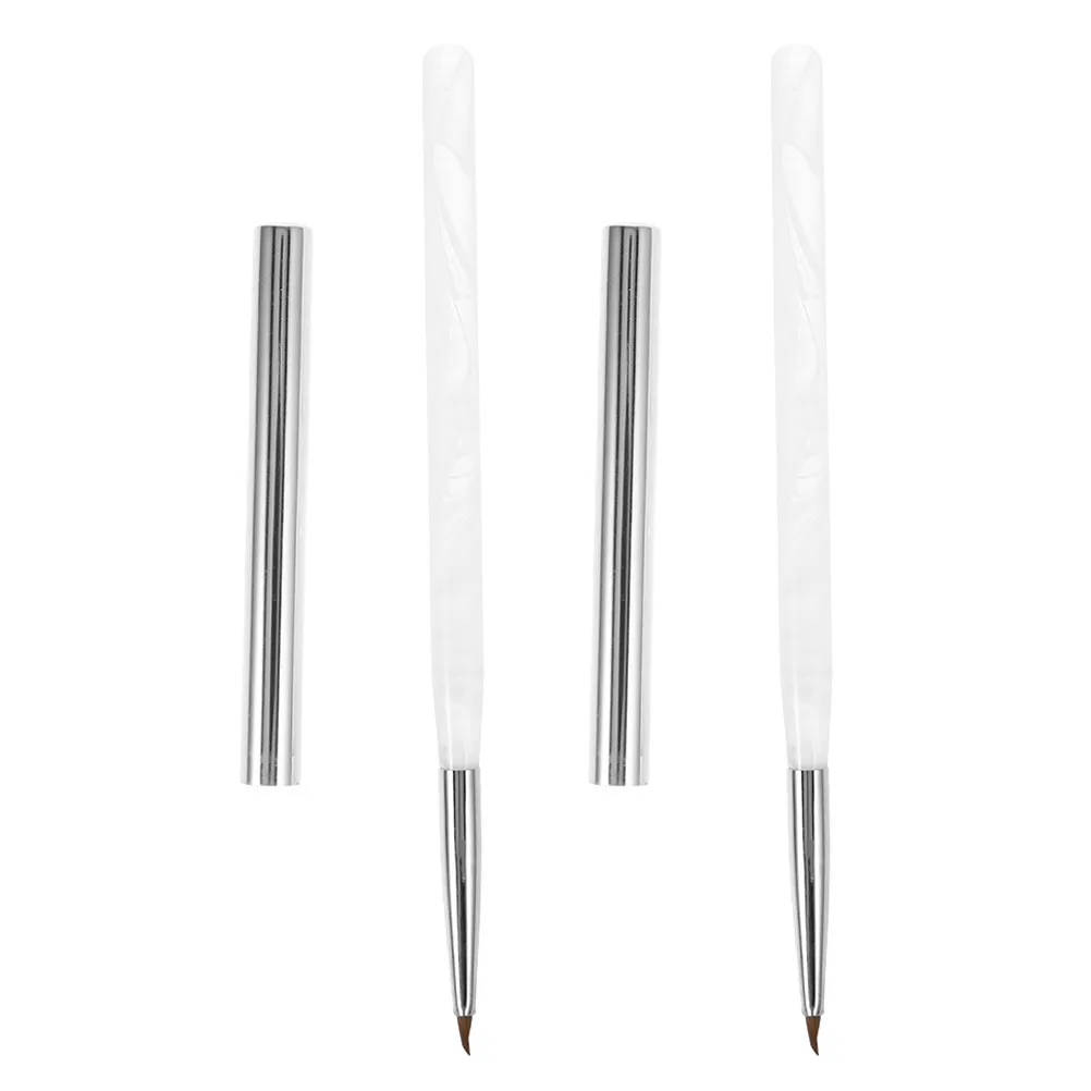 2Pcs 인체 공학적 삼각형 네일 라이너 브러쉬 DIY 네일 아트 살롱 매니큐어 페인팅을위한 전문 파인 라인 드로잉 펜