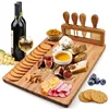Bamboo Tray Cheese Board Set With Cheese Knife Portable Outdoor Dinner Plates Hotel Restaurant Decoration Accessories Party Sets 3
