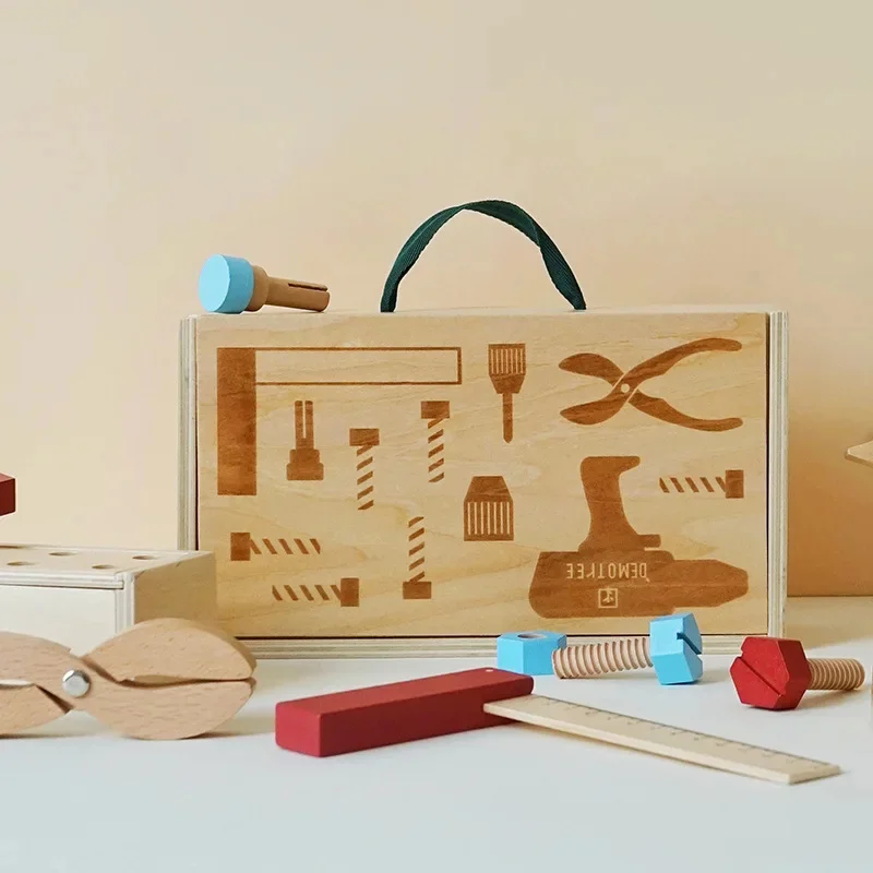 

Diy Portable Simulation Wooden Children's House Maintenance Toolbox Toy Set Interactive Boy Repair Holiday Birthday Gift Toys