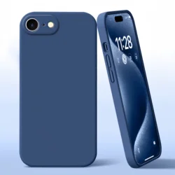 Fashion Solid Color Shockproof Liquid Silicone Phone Case - iPhone 8 (Deep Blue)