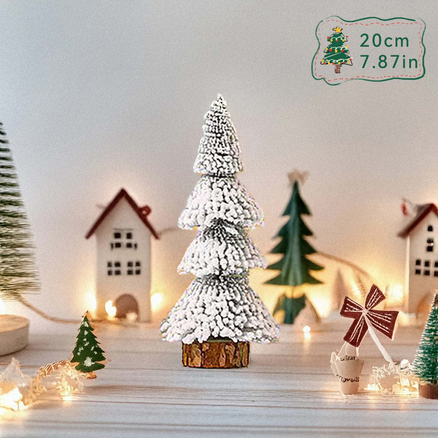 Mini Christmas Tree Tabletop Snow Pine Tree Decoration DIY New Year Xmas Party Home Table Ornament 2025 Christmas Gifts Decor