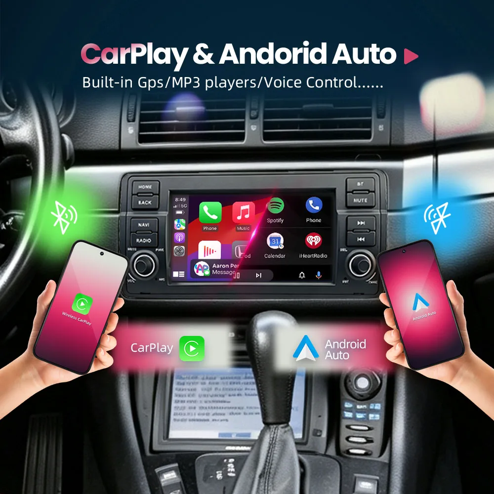 Radio para coche BONROAD de 7 pulgadas con pantalla táctil Linux para BMW Serie 3 E46 M3 Coupe 318 320 325 330 335 1998-2006 para Rover 75 MG ZT 1999-2005 Reproductor multimedia para coche con CarPlay inalámbrico Android Auto DSP WiFi RDS GPS MirrorLink 3
