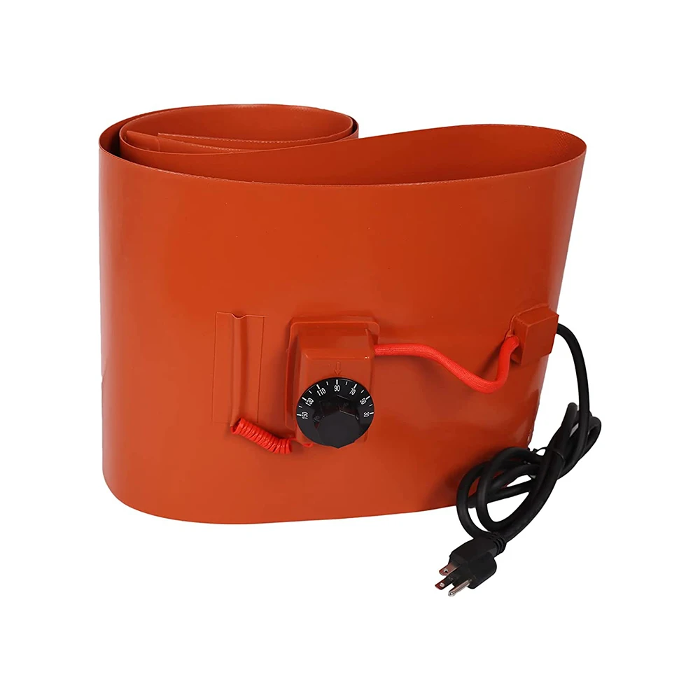 110V/220V Electric Silicone Rubber Heating Pad Belt with Thermostat Temperature Controller for Oil Drum Band DIY Gas Tank Barrel 4