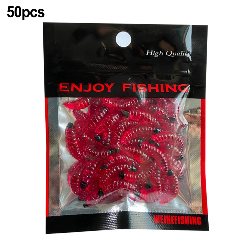 

50pcs 2cm 0.3g Maggot Soft Bait Grub Lure Smell Worms Glow Shrimps Fishing Bread PVC Fish Baits Fishing Tackle Tool Accessories