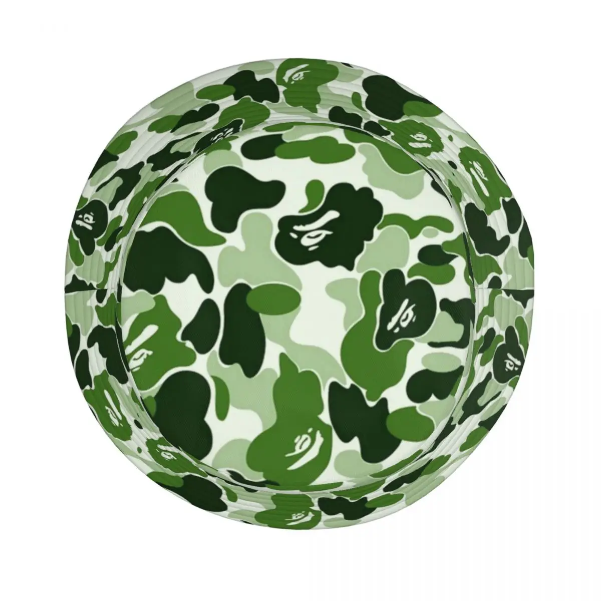  - Green Army Camouflage Bucket Hats Print Camo Design Pattern Summer Travel Beach Camo Bape Design Pattern Fisherman Cap