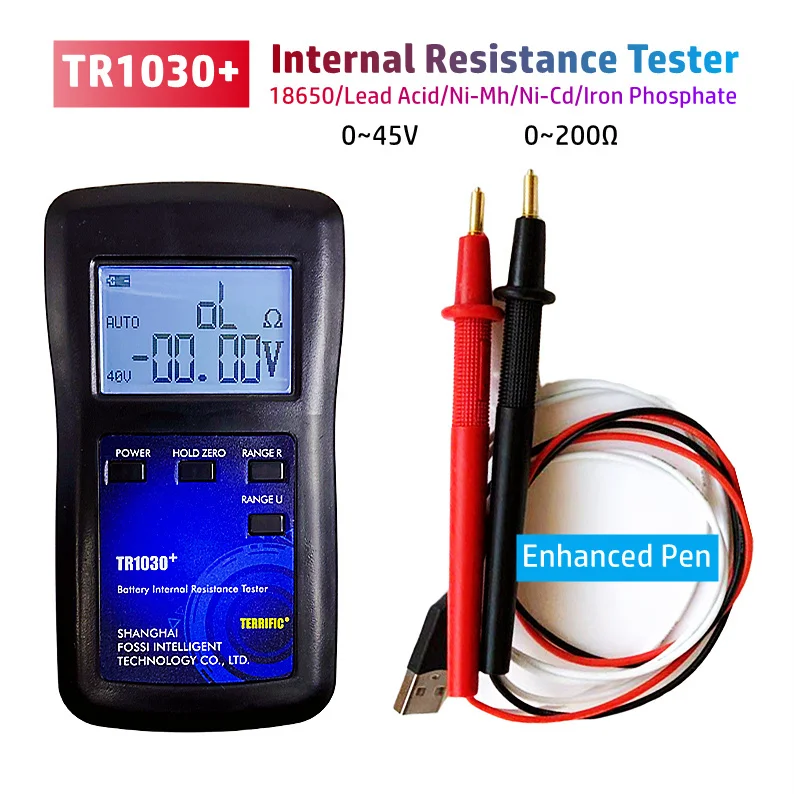 

Upgrade YR1030 0~45V Battery Internal Resistance Tester with Enhanced Pen TR1030+ 18650 Nickel Hydrogen Lead Acid Battery Tester