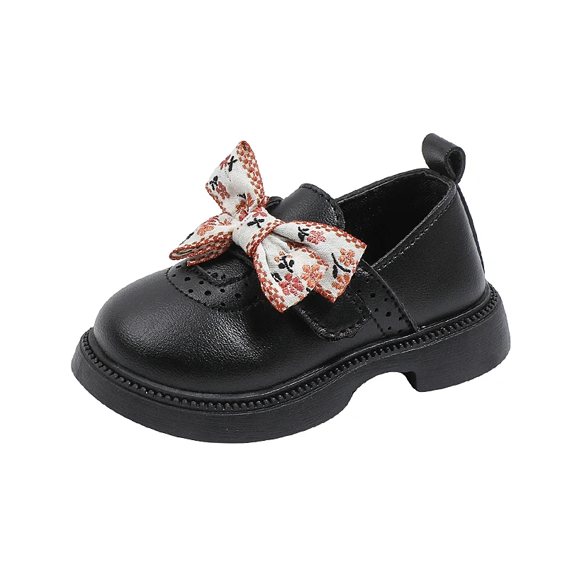 Spring Children's Leather Shoes Embroidery Bowknot Kids Mary Jane Shoes Causal School Thick Bottom Girls Princess Single Shoes 5