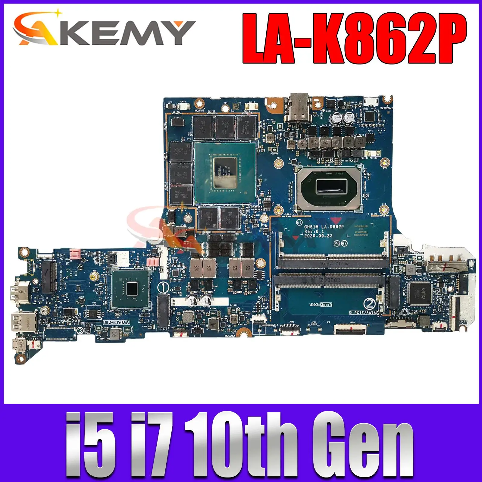 

LA-K862P for Acer Predator PH315-53-71HN Laptop Motherboard with CPU:I5-10300H I7-10750H GPU:GN20-E5-A1 (RTX3070) 8GB 100% Test