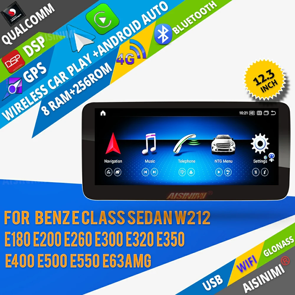 

AISINIMI 8 + 256 Qualcomm Android 13 автомобильный Dvd-проигрыватель для Benz G Class W463 G350 G400 G500 G63 аудио GPS стерео