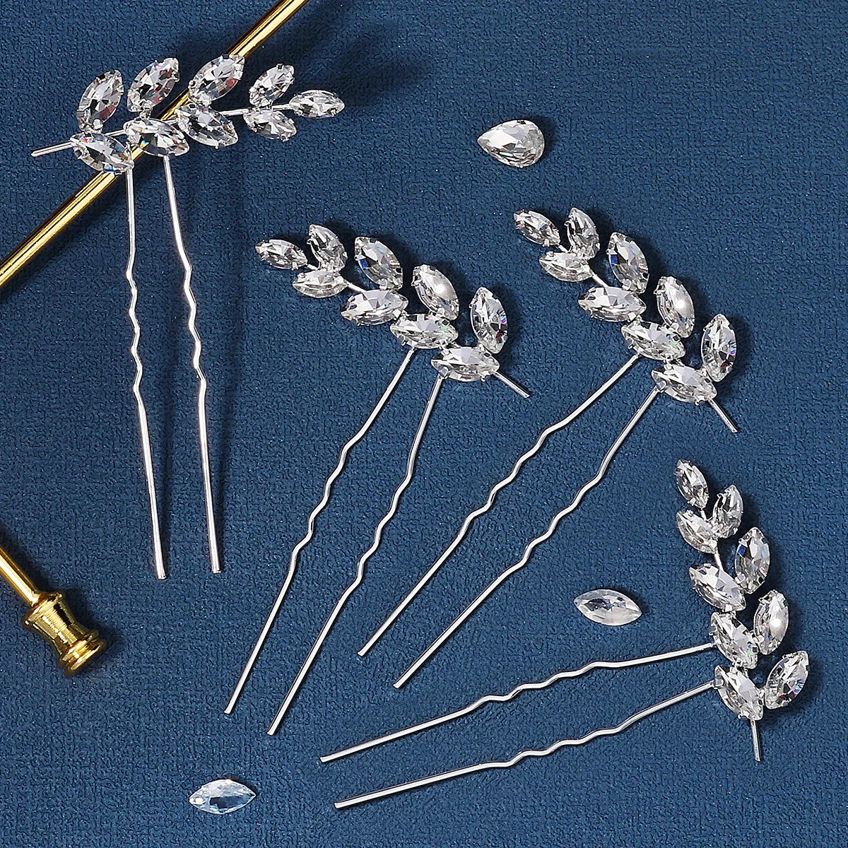 Leaf Crystal Bridal Hair Pins Women Rhinestone Wedding Hair Accessories Jewelry Bride Hairclips 2 or 4pcs/set hair accessories bridal hair accessories