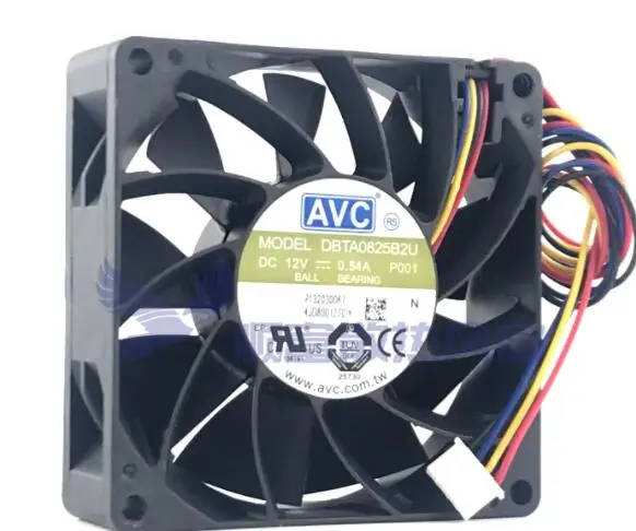 

AVC DBTA0825B2U P001 DC 12V 0.54A 80x80x25mm 4-Wire Server Cooling Fan