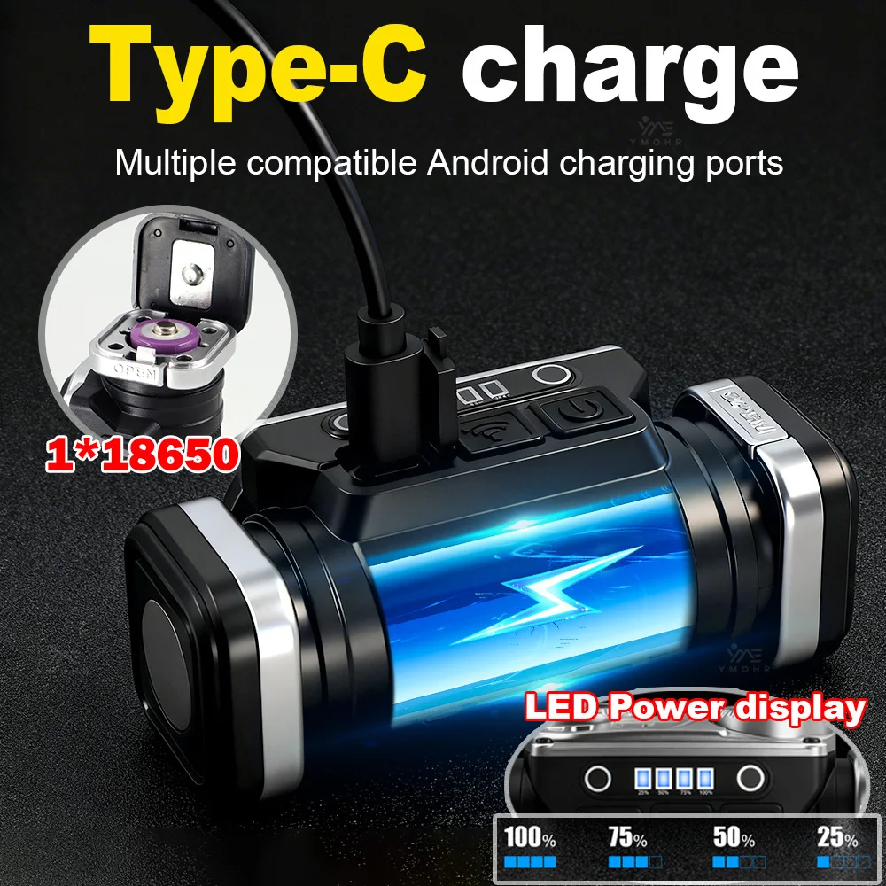 강력한 헤드램프 방수 자기 EDC 헤드 플래시라이트 18650 USB 충전식 램프 모션 센서 헤드램프 하이킹 낚시용