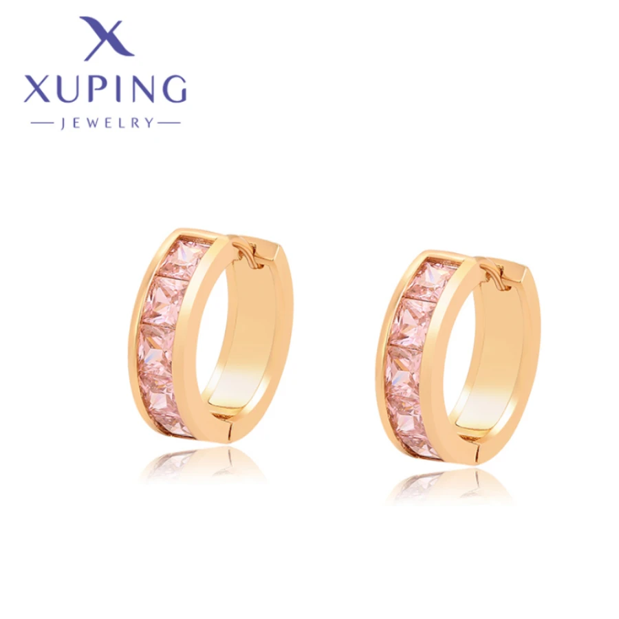 Xuping bijoux nouveau Style en alliage de cuivre couleur or cubique zircone cerceaux boucles d'oreilles pour femmes filles anniversaire cadeaux populaires X 000745141