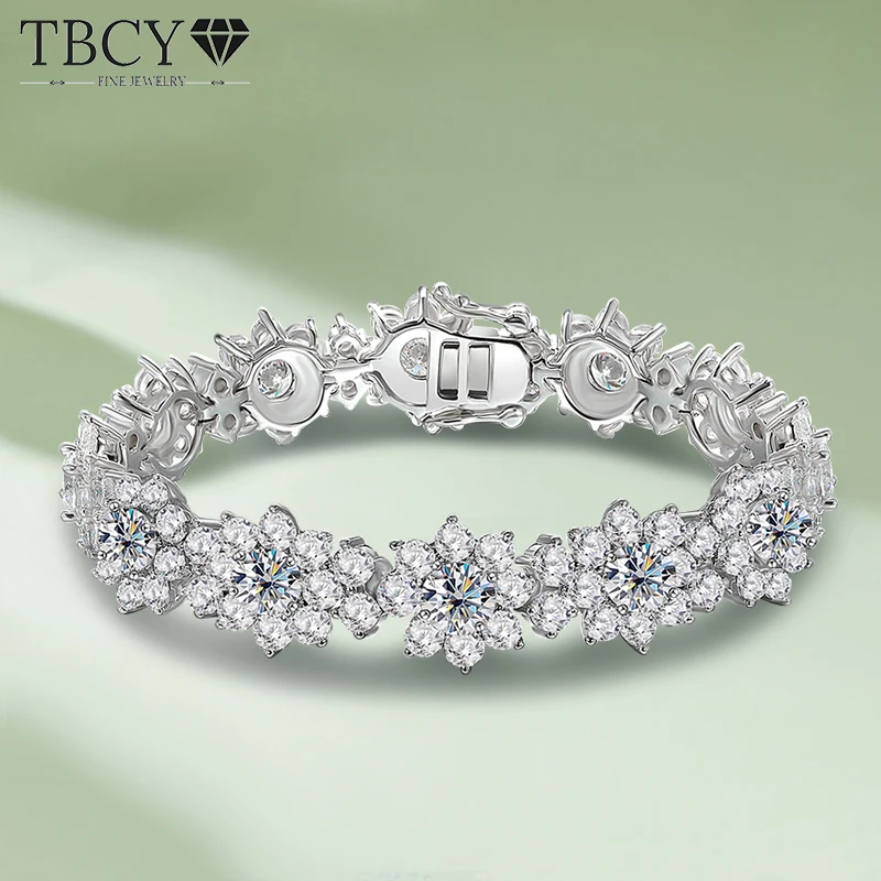 

TBCYD D Color VVS1 Moissanite Bracelet For Women 925 Sterling Silver Diamond Sunflower Bangle Wedding Bridal Luxury Hand Jewelry