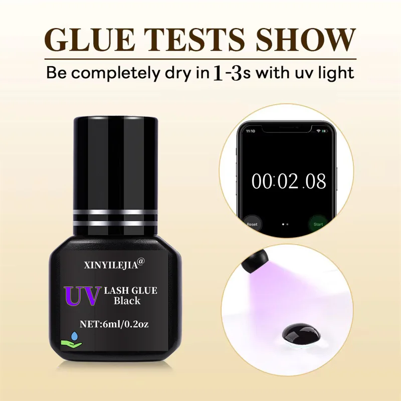 6ML UV Lash Glue For Eyelash Extension Adhesive Waterproof Long Lasting 1S Quick Drying Korean Purple Professional Makeup Tools