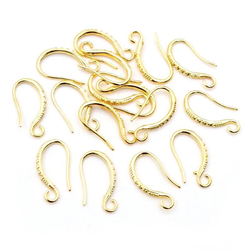 20pcs 19x10mm 로듐 실버 골드 도금 귀걸이 결과 귀걸이 걸쇠 후크 피팅 DIY 쥬얼리 액세서리 Earwire 만들기