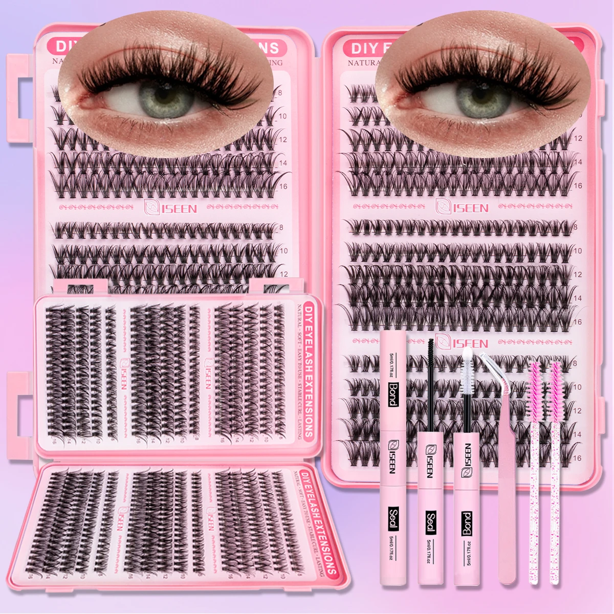 False Eyelashes Set with Lash Glue Adhesive for Natural Style