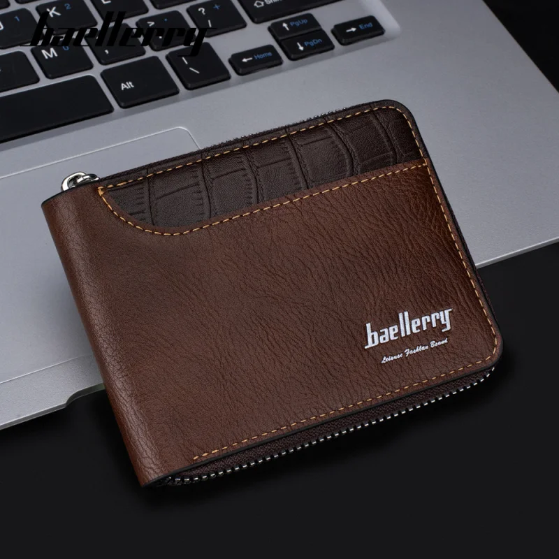 New men's short wallet retro multi slot zipper card bag