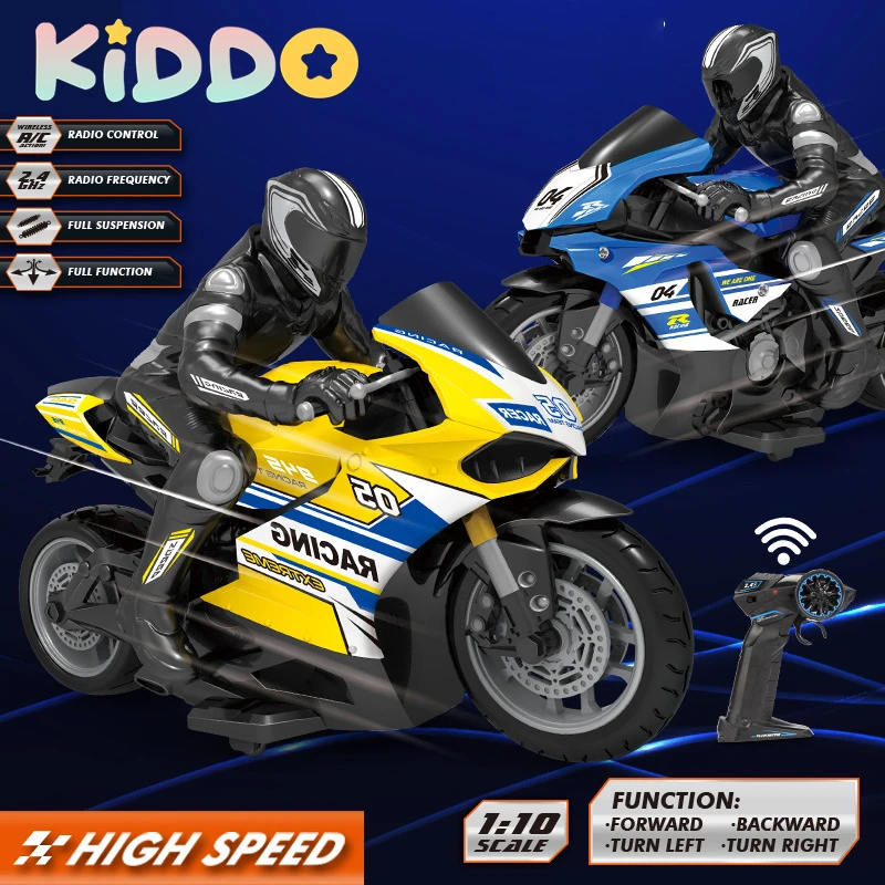 1/10 RC Motorcycle 4CH Drift Racing High Speed Remote Control Motorcycles 35 Meters Electric Off-Road Model Toys for Boys Child 2