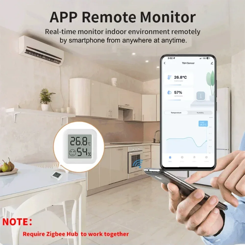 Tuya Zigbee 3.0 Temperature Humidity Sensor APP Remote Control Thermometer via Smart Life for Smart Home Work With Yandex Alexa