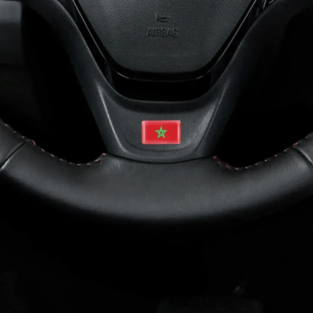 10 20 50 100PCS Epoxy Morocco Flag Sticker Car Interior Decoration Decal for Tesla Model 3 Peugeot 3008 Mercedes Benz Badge