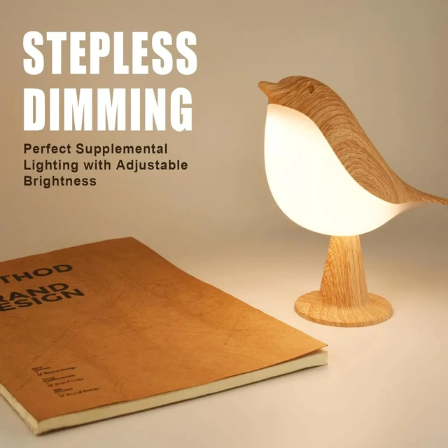 Small Desk Lamp, Bird Lamp Bedside Lamps with 3 Color Temperature and Touch Sensor,Cordless Lamp Kids Night Light