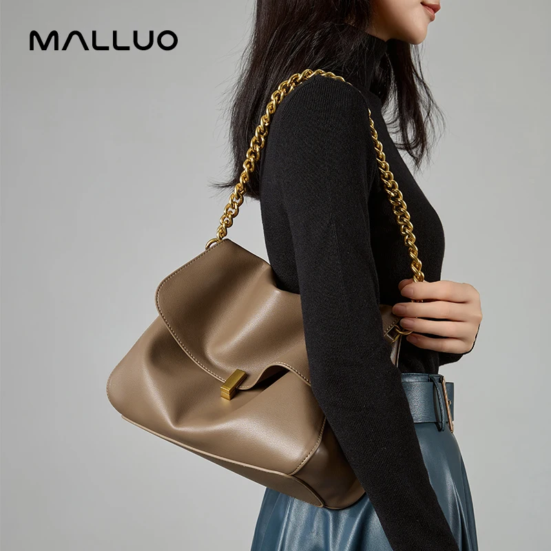 Women Large Korean Cow Leather Genuine Flap Shoulder Chain Bag Luxury Solid Genuine Leather Female Crossbody Handbag Messenger 3