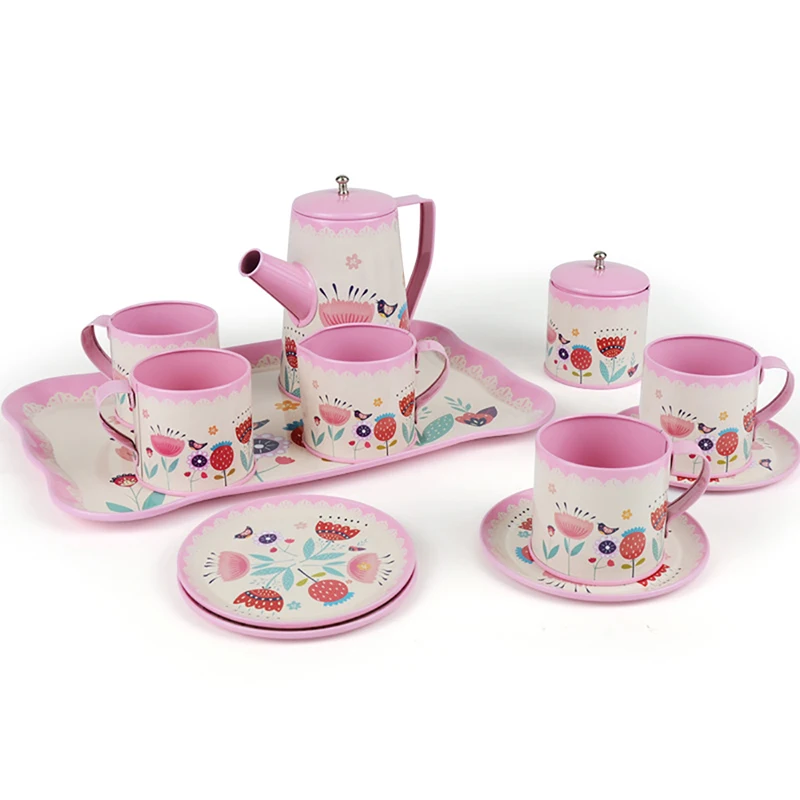 

12Pcs Play House Toys Simulation Teapot Tray Cup Girls Afternoon Tea Party Game Montessori Educational Toy Children Tea Set Gift