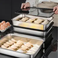 Stainless Steel Dumpling Storage Box Stackable with Sealed Lid Food Plates Multifunction Fresh-keeping Box Kitchen Accessories 1