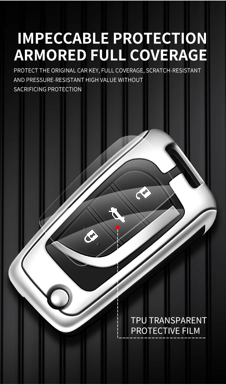 Custodia per chiave auto in pelle metallica Shell per Toyota Auris Corolla Avensis Verso Yaris Aygo Scion TC IM Camry RAV4 Hilux Fortuner - Saf2d30ddae5a45639977911d02be87e7y