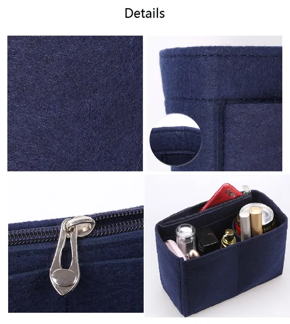 LouisWill Felt Insert Bag Cosmetic Bag Handle Bag Liner Bag Organizer Felt  Cloth Makeup Bag Support Handbag lining Portable Insert Purse Bags Fits For  Longchamp Handbag