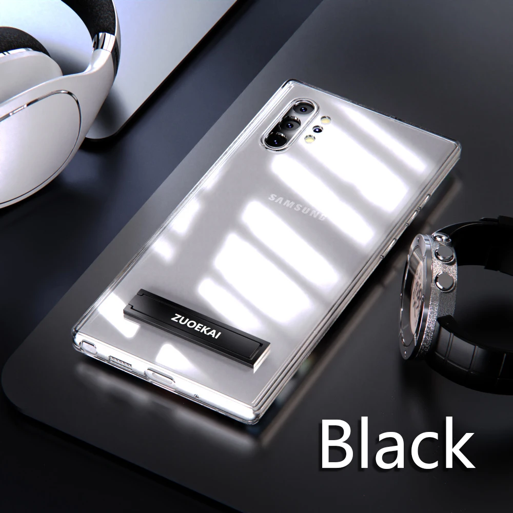 Luxury Transparent Holder Stand Shockproof Clear Soft Back Cover Case