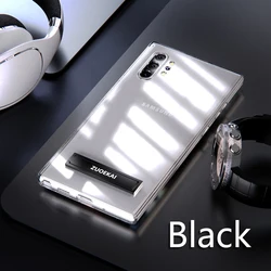 Luxury Transparent Holder Stand Shockproof Clear Soft Back Cover Case - Note10Plus (Black)