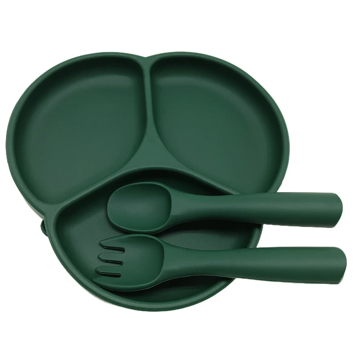 3Pcs Silicone Tableware Set Simple Dinner Plate Fork Spoon Safe Non-Slip Baby Food Tableware  Set 3