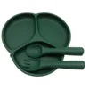 3Pcs Silicone Tableware Set Simple Dinner Plate Fork Spoon Safe Non-Slip Baby Food Tableware  Set 3
