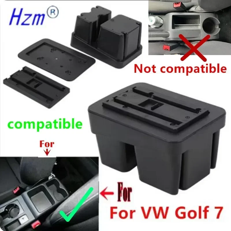 폭스바겐 골프 7 암레스트 박스, VW 골프 7 Mk7 차량용 암레스트 박스, 수납 박스, 컵홀더, 개조용 자동차 액세서리 (2014-2019)