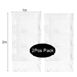 Set of 2 Sparkling Glitter Backdrop Curtains - Silver & Rose Gold - 1x2m (No glitter White)