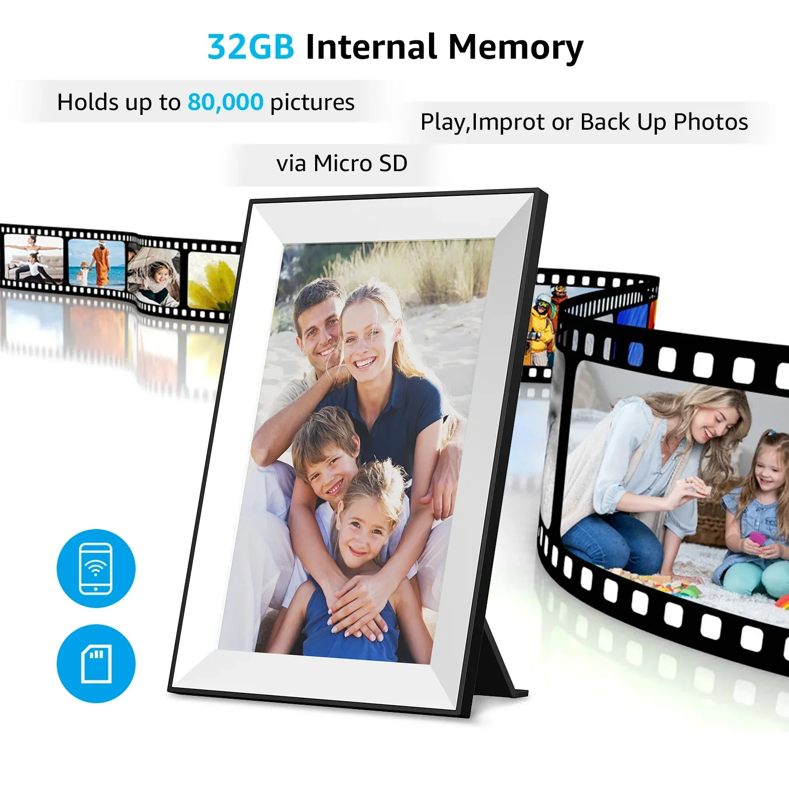 Frameo 32GB Digital Picture Frame 10.1 Inch Smart WiFi Digital Photo Frame with 1280x800 IPS HD Touch Screen with Wall Mountable acrylic digital photo frame,magnetic picture frames