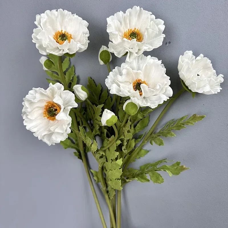 2 stücke Simulation Mohnblumen Zweig Pu gefälschte Blumen grüne Pflanze Schlafzimmer Dekor künstliche Blume weiß rot Mohn Auditorium Dekoration