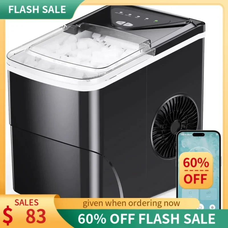 Qwsilonn smart countertop ice maker compact Wi-Fi Ice Maker app control 2 ice cube sizes portable maker with self cleaning