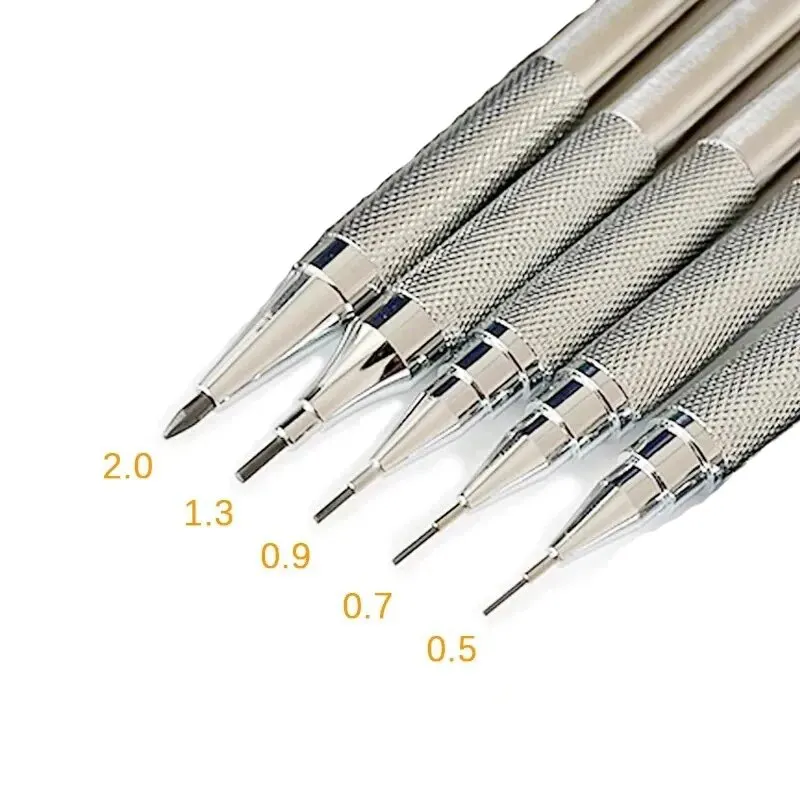 Mechanical Pencil Set Metal 0.5 0.7 0.9 1.3 2.0mm Art Drawing Painting Automatic Pencil Leads Office School Supplies