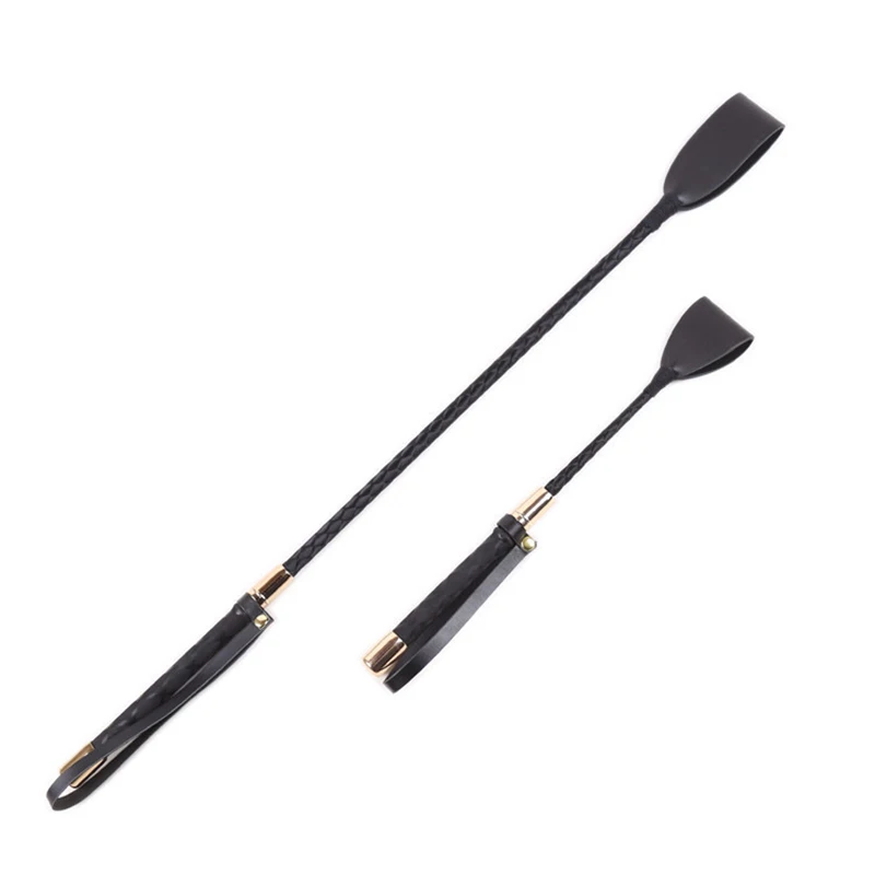 Black PU Leather Short Straight Whip, Flogger Paddle Horse Whip,Riding Crop Equestrian Horsewhip, 60cm, 30cm 4