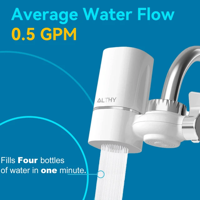 ALTHY Faucet Tap Water Filter เครื่องกรองระบบลดสารตะกั่ว คลอรีน และรสชาติไม่ดี NSF Certified 320-Gallon Kitchen 4